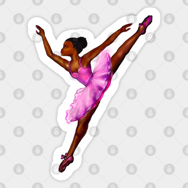 Black ballerina with corn rows ! beautiful  black girl with Afro hair and dark brown skin wearing a pink tutu.Hair love ! Sticker by Artonmytee